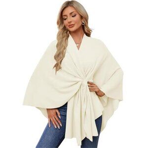 Womens Elegant Shawl Wrap Open Front Poncho Sweater